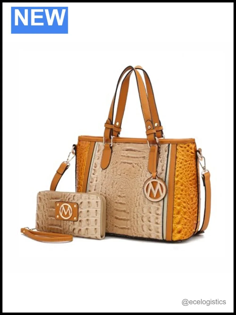 Vegan Leather Tote Satchel Handbag with Wallet